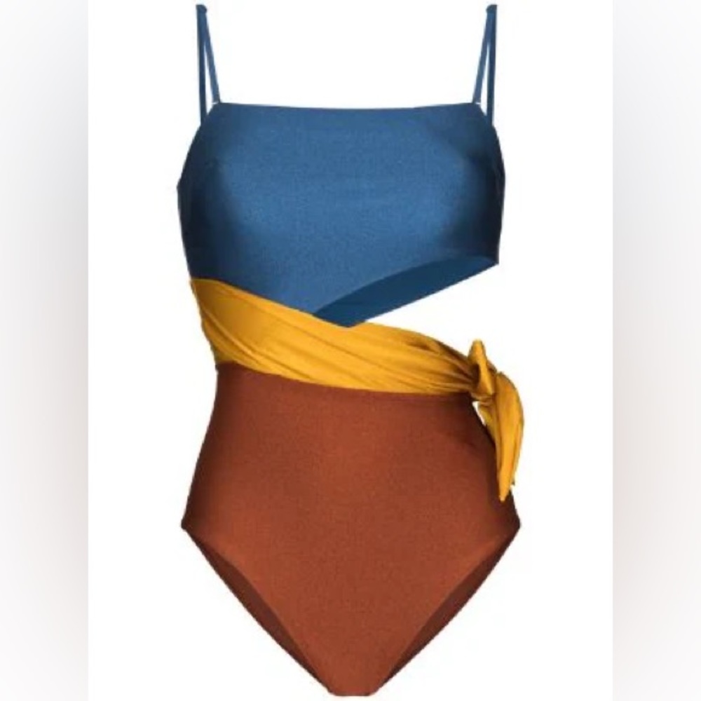 NWT Zimmermann Colorblock Andie Splice Scarf Tie One-Piece Swimsuit (Sz 1/Small)